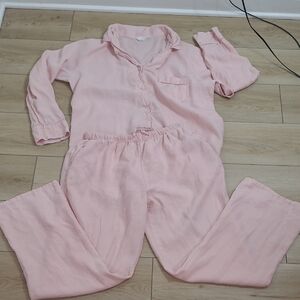 Noble Mount Pink Button-Up Pajama Set Size Large